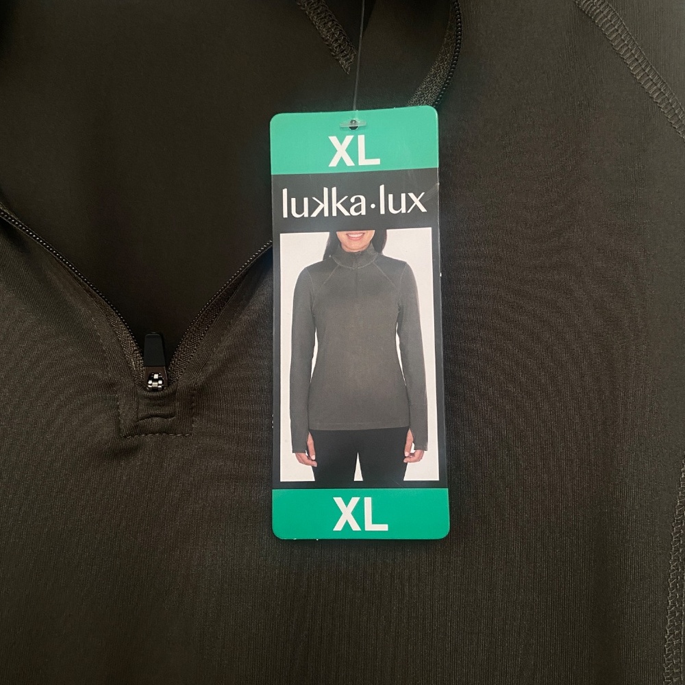 NWT Lukka Lux Women’s 1/4 Zip Olive green/gray M Long Sleeve Stretchy Pullover